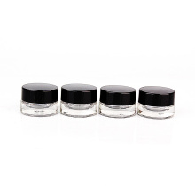 Hot sale small transparent 3ml glass eye cream jar bottle cosmetic container with black lid